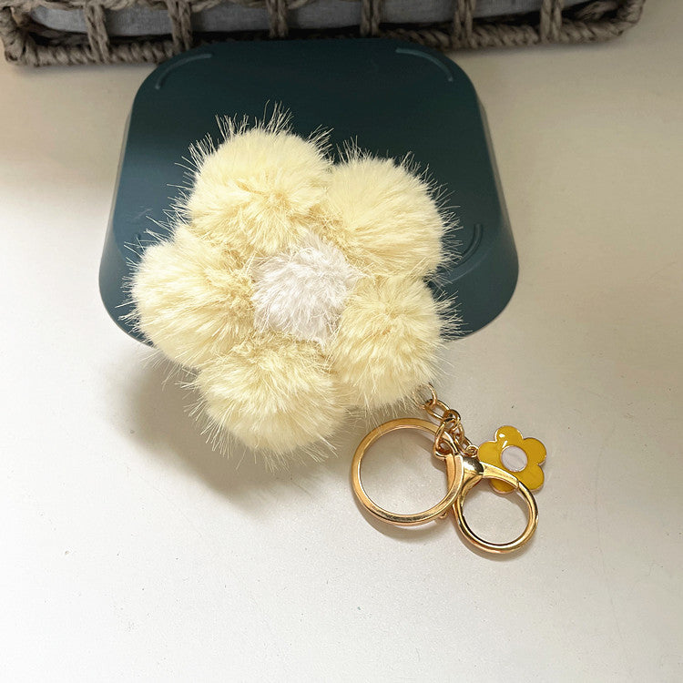 Wholesale Cherry Blossom Fur Ball Car Keychains